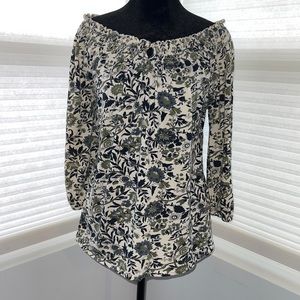 Lucky Brand Smocked Floral Blouse